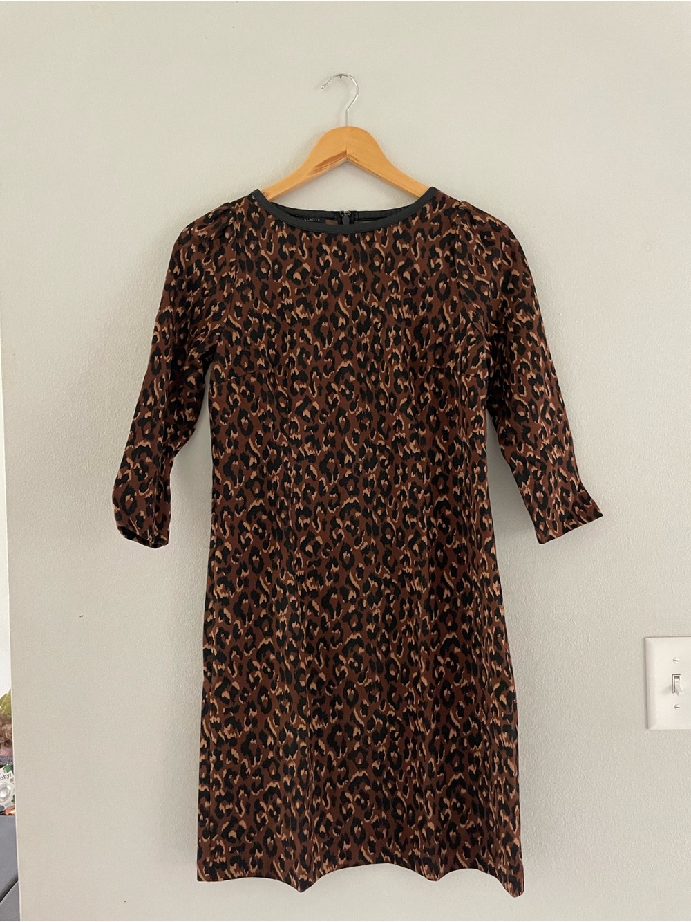 Talbots Brown and Black Leopard 3/4 Sleeve Mini Dress